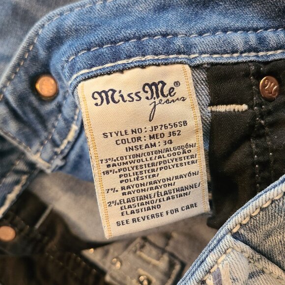 Miss Me Signature Slim Bootcut Denim Jeans Rhinestone Embroidered Embellished 28 - Picture 5 of 12